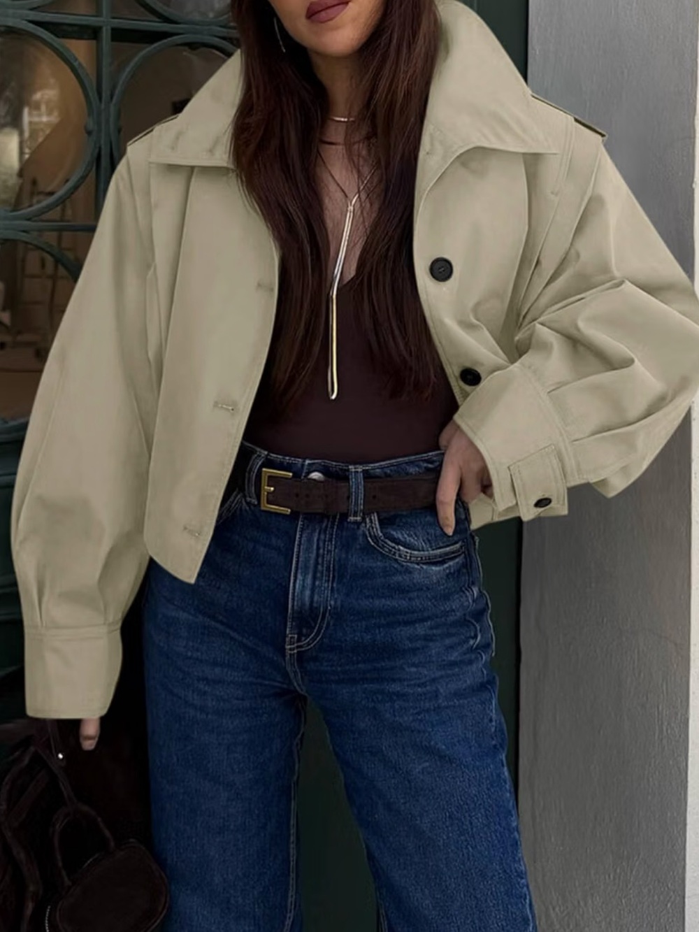 Pleated Cropped Trench Coat